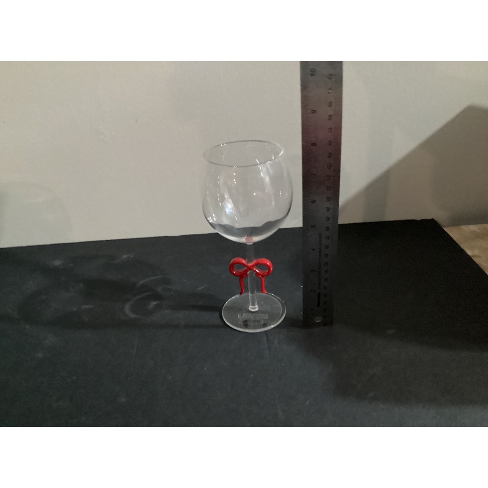 Anthropologie Benedita Red White Bow Wine Glasses Set of 2